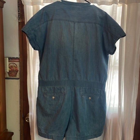J.CREW drapey ROMPER chambray Denim Jean Cotton Linen Size 16 Like New - Picture 3 of 8